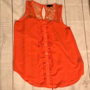 Coral Tank Top with lace straps and keyhole back